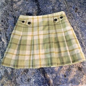 GAP Vintage Wool blend Plaid Mini Skirt in Green and Yellow S